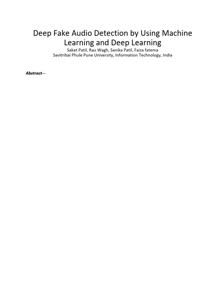 Deepfake Audio Detection with ML Techniques | PDF | Deep Learning ...