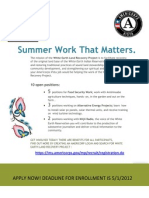 Summer Work That Matters.: Apply Now! Deadline For Enrollment Is 5/1/2012