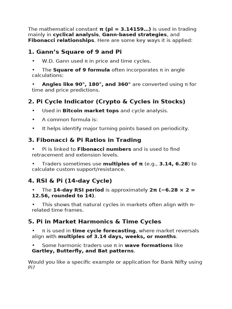 Pi in Trading | PDF | Pi | Technical Analysis