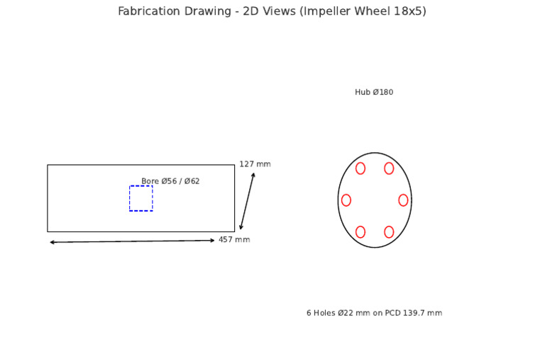 Fabrication Drawing Wheel 18x5 2D | PDF