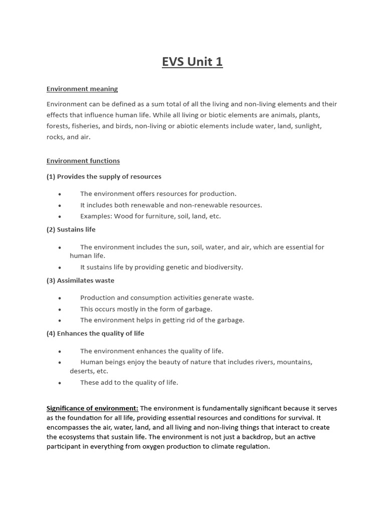 EVS notes | PDF | Ecosystem | Atmosphere Of Earth