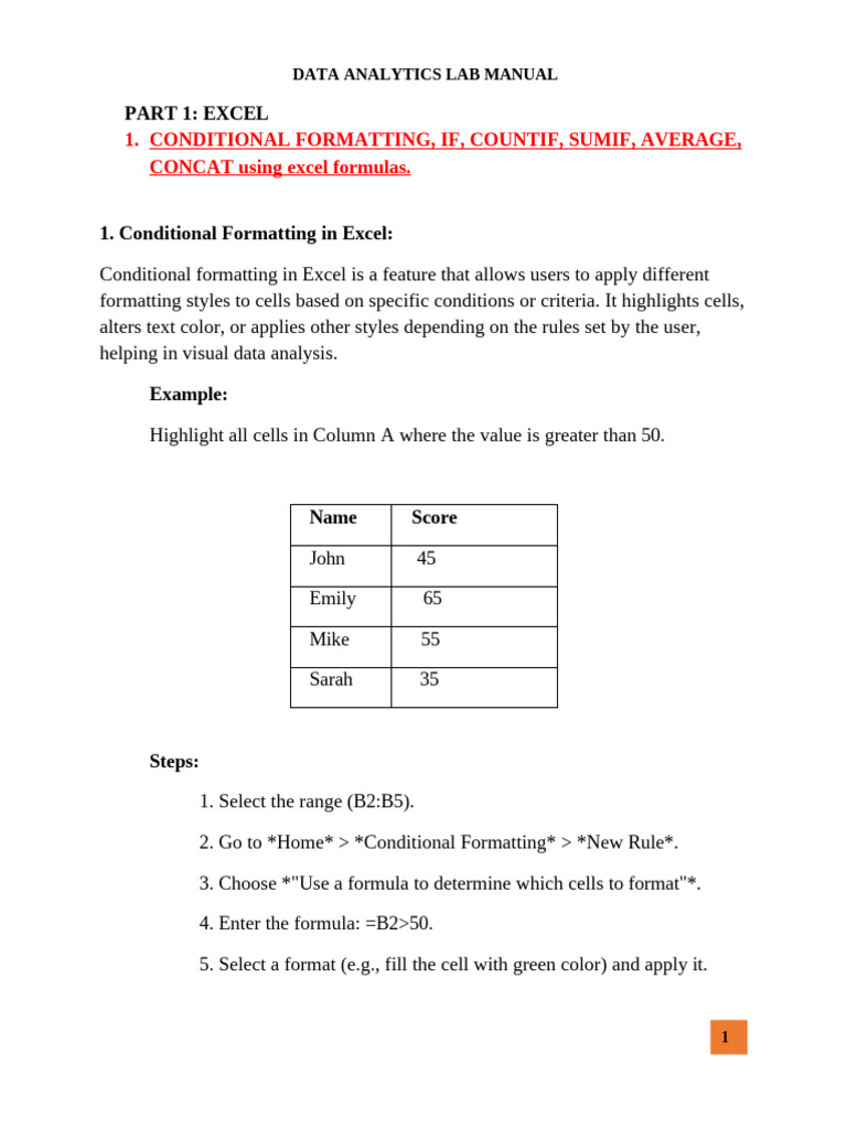 Excel Formulas for Data Analysis Guide | PDF | Information Science ...