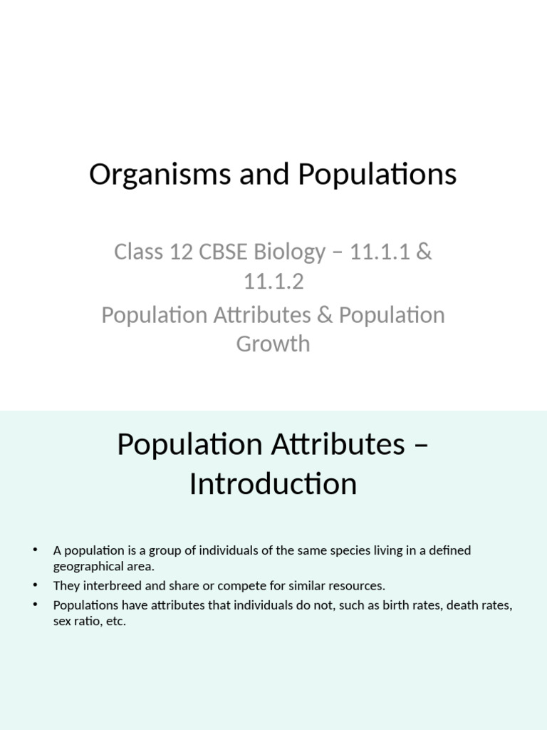 Detailed Population Attributes and Growth | PDF