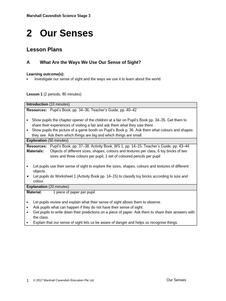 Exploring Our Senses: Lesson Plans | PDF | Taste | Senses