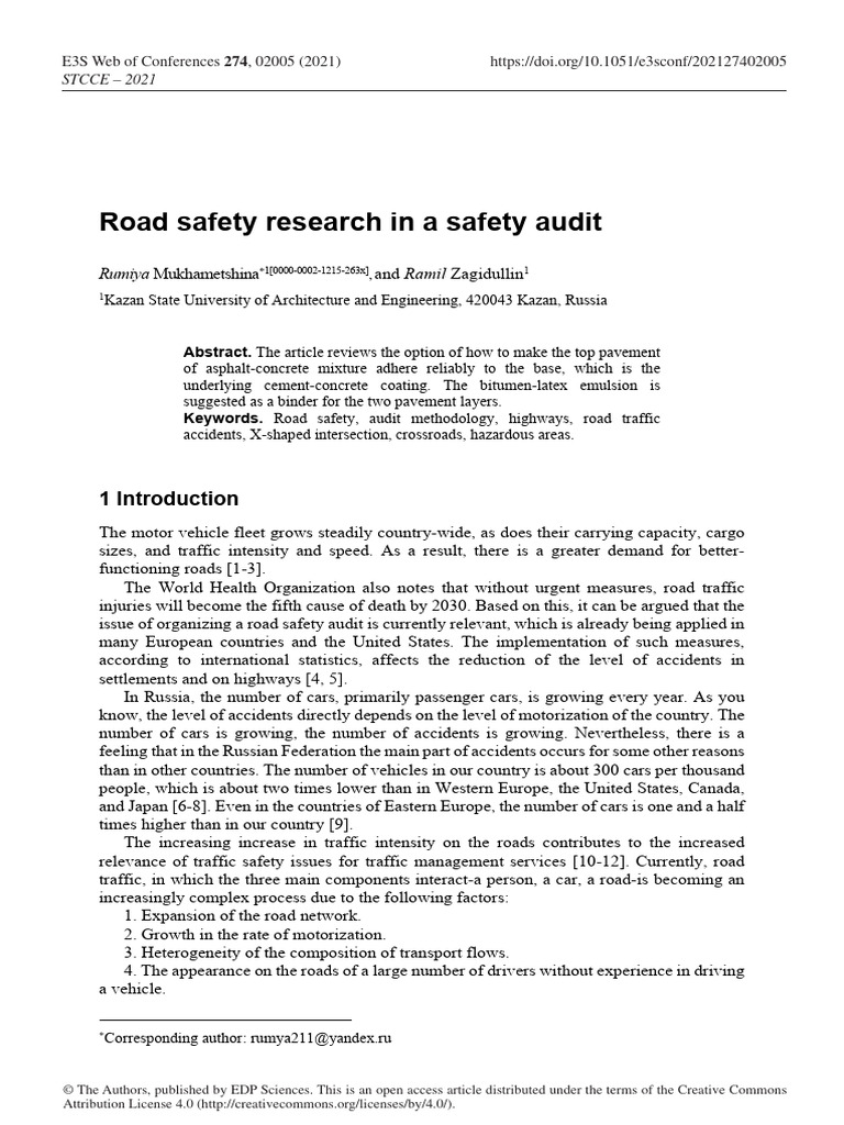 E3sconf - Stcce2021 - 02005 | PDF | Road | Traffic Collision