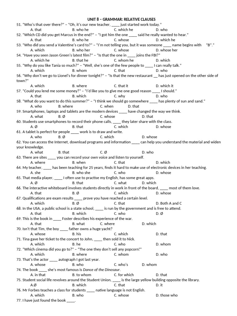 Mastering Relative Clauses in English | PDF | English Language | Tablet ...
