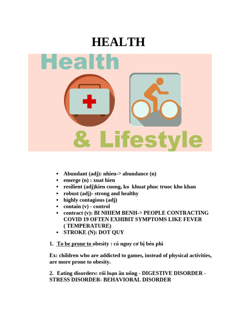 Health Vocabulary and Lifestyle Insights | PDF | Healthy Diet | Obesity