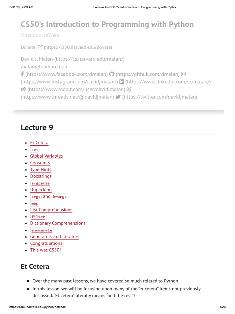 CS50 Python Programming Concepts | PDF | Python (Programming Language ...