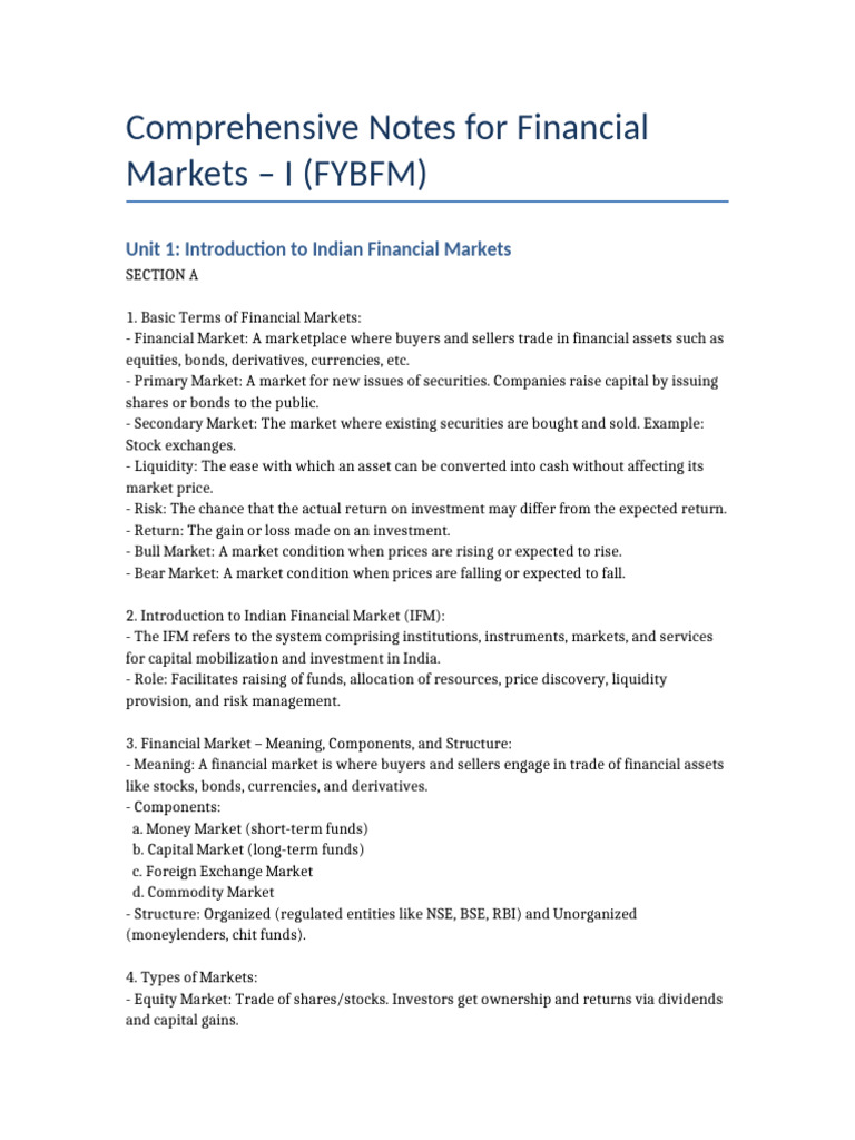 Indian Financial Markets Overview | PDF | Financial Markets | Money Market