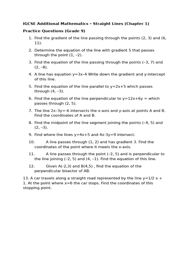 IGCSE Additional Mathematics | PDF