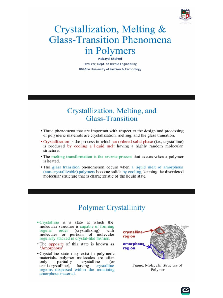 Crystallization, Melting & Glass-Transition Phenomena in Polymers | PDF
