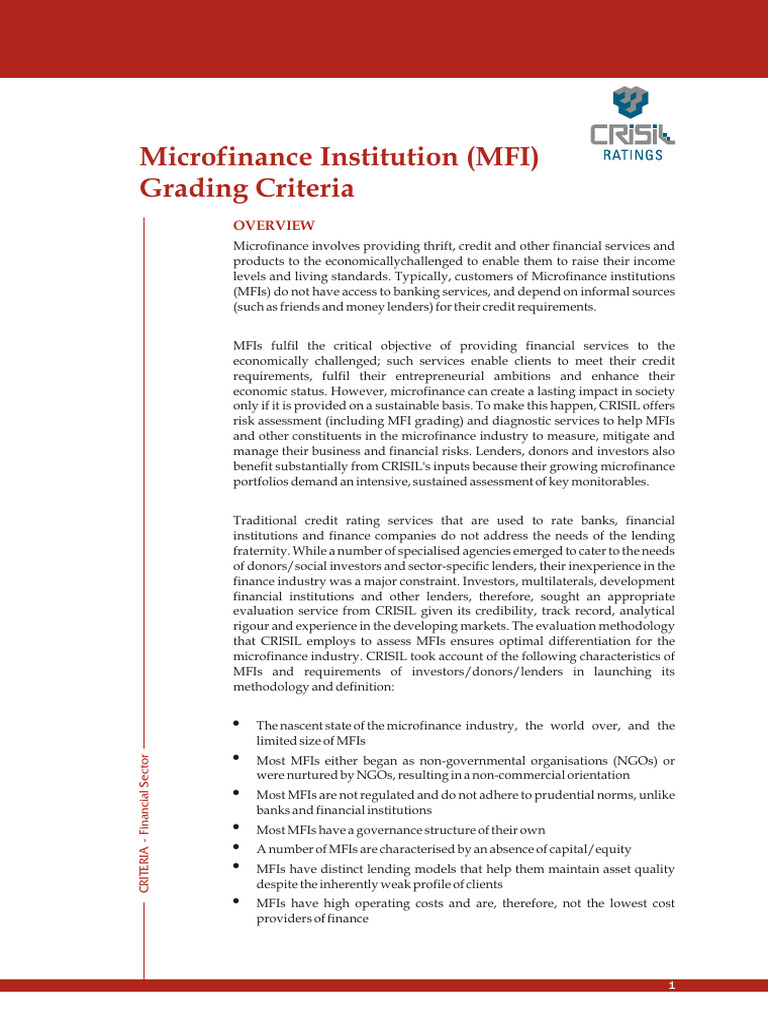 MFI Grading and Risk Assessment Guide | PDF | Microfinance | Loans