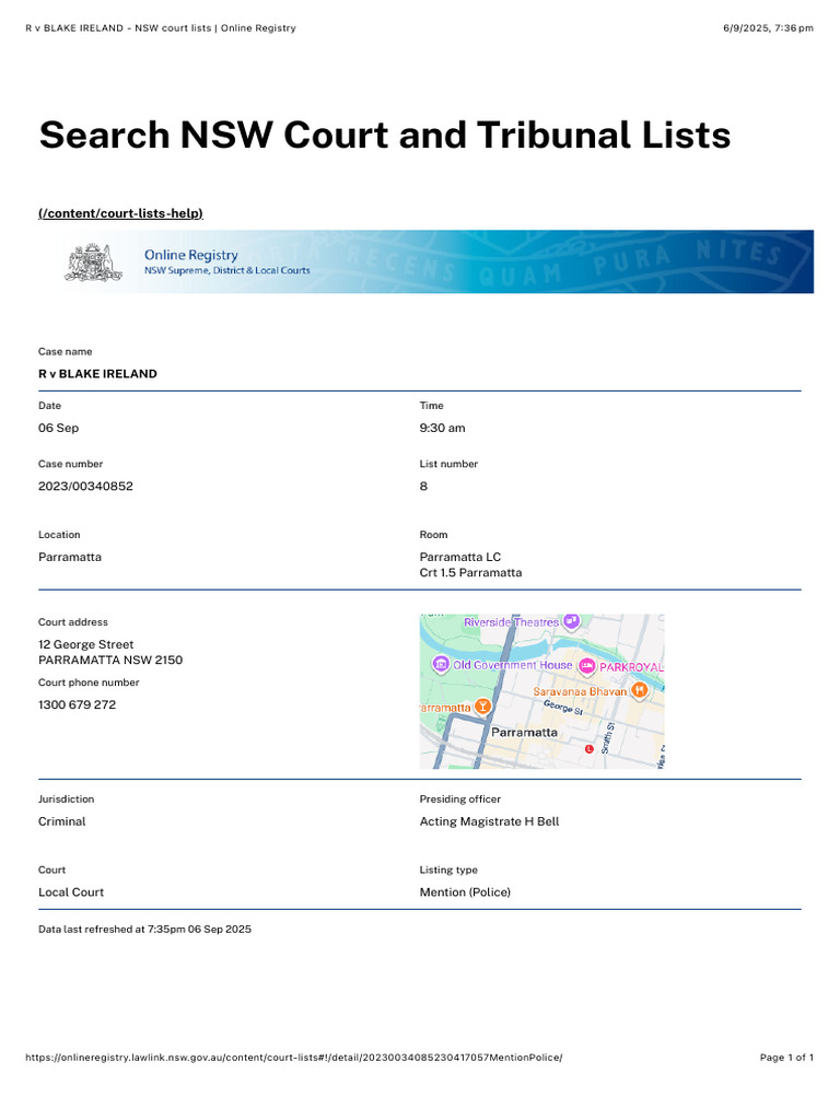 R v Blake Ireland Court Listing Details | PDF