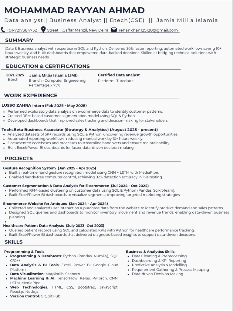 Data Analyst & Business Analyst Profile | PDF | Data Analysis | Analytics