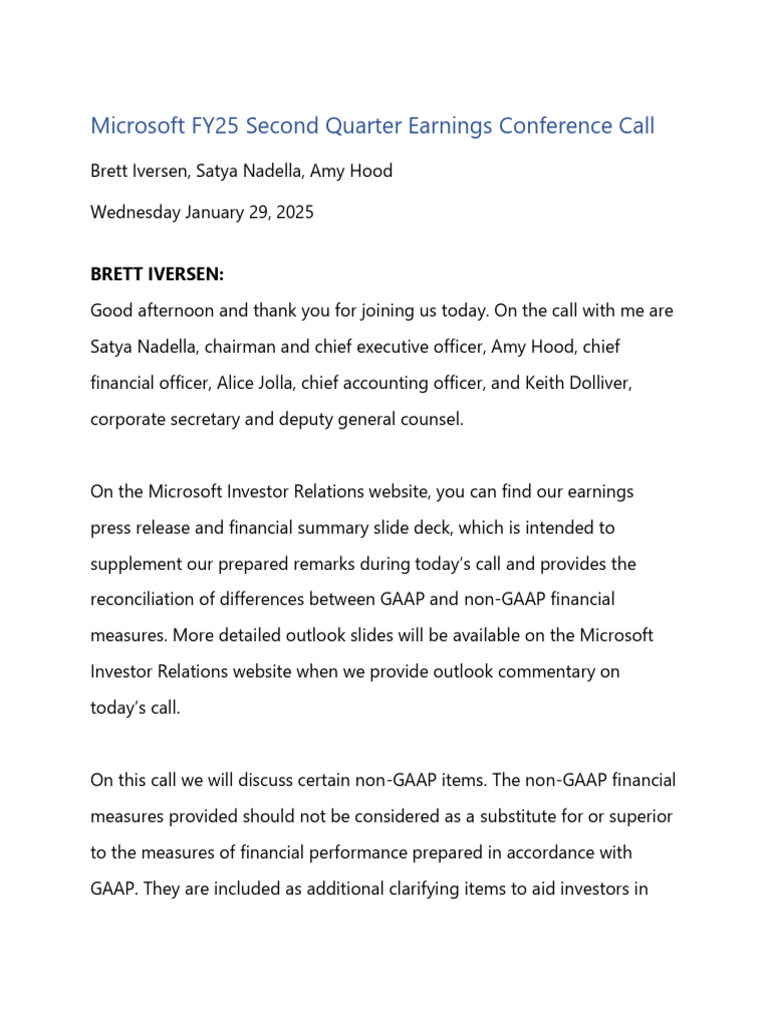 Microsoft Q2 FY25 Earnings Overview | PDF | Microsoft Azure | Cloud ...