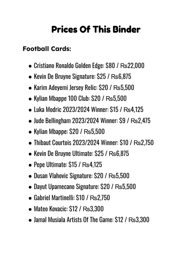 Football Card Prices and Details | PDF