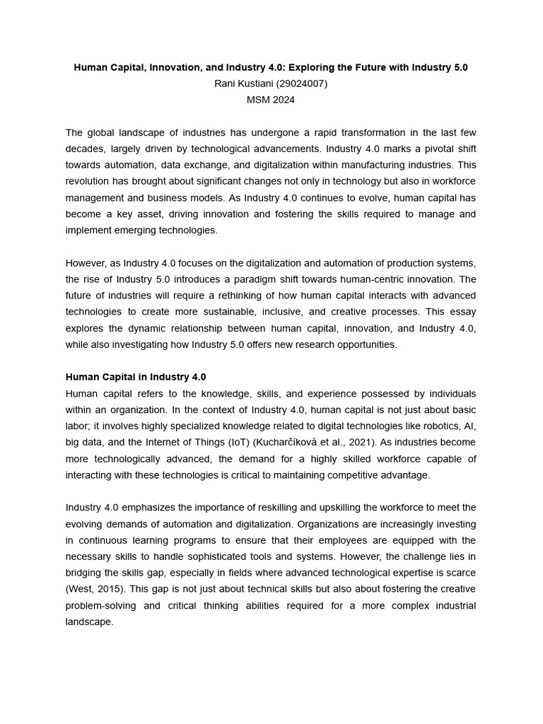 Human Capital and Innovation in Industry 4.0 | PDF | Innovation ...