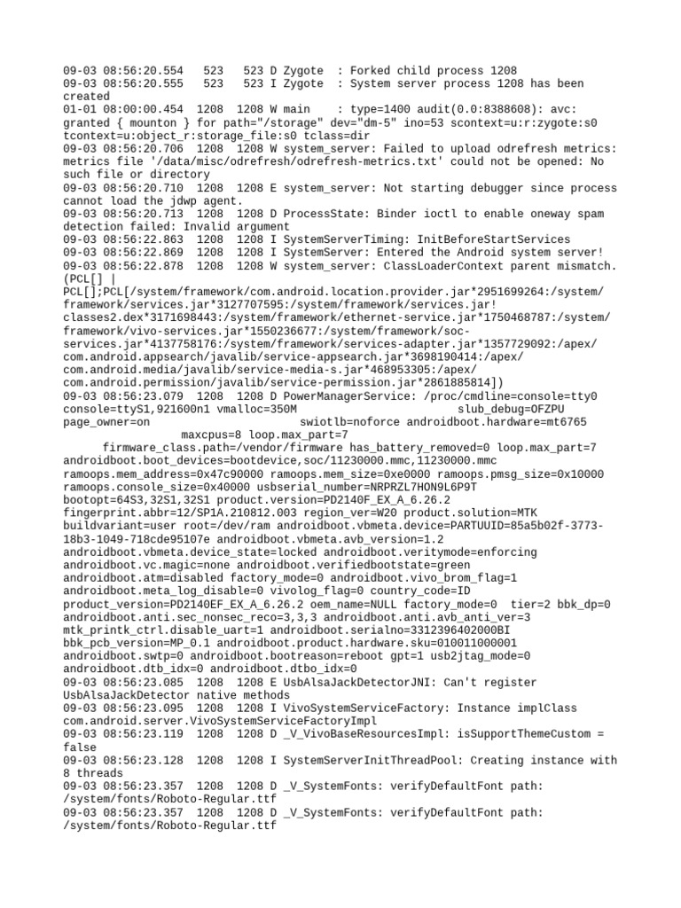 Android System Server Log Analysis | PDF | Computing | Operating System ...