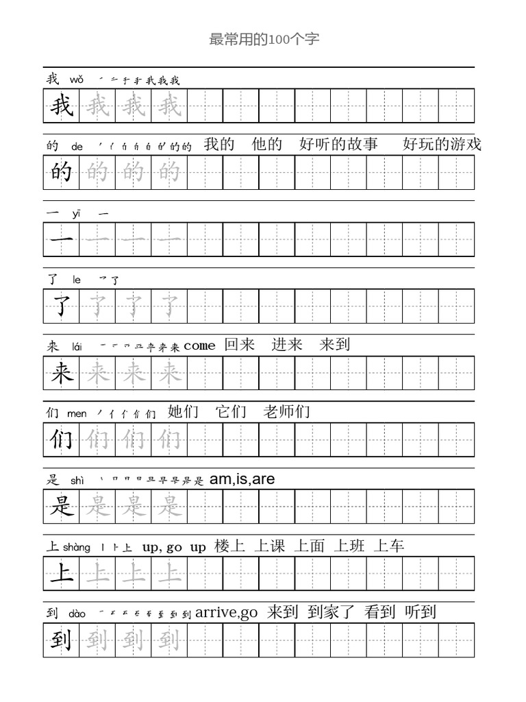 最常用的100个字 Meaning | PDF