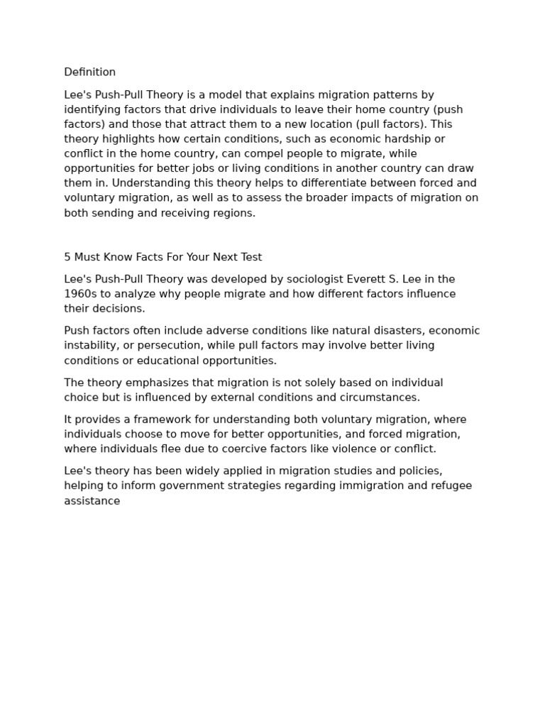 Lee's Push Pull Theory | PDF