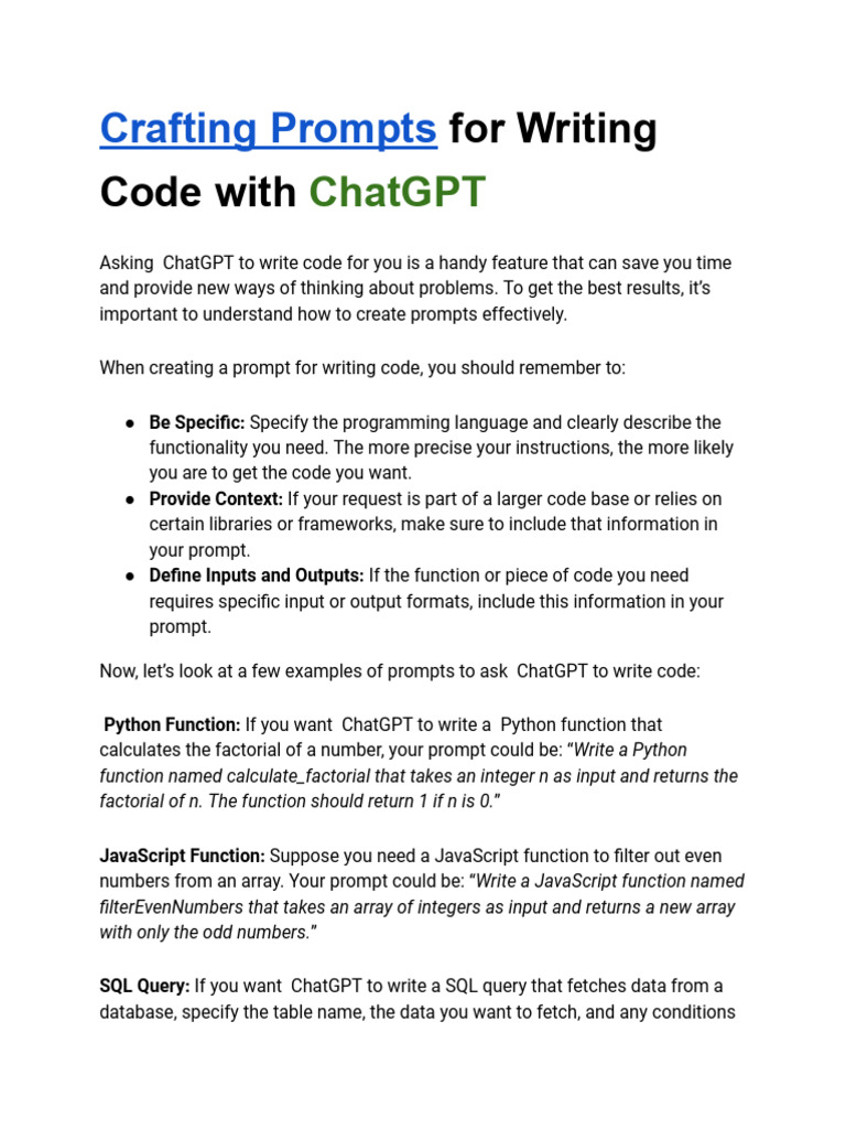 200+ Chatgpt Prompts For Coders | PDF | Regular Expression | Software ...