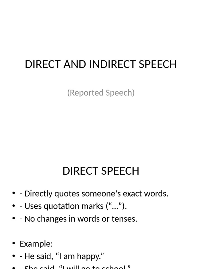 Direct and Indirect Speech Presentation English | PDF