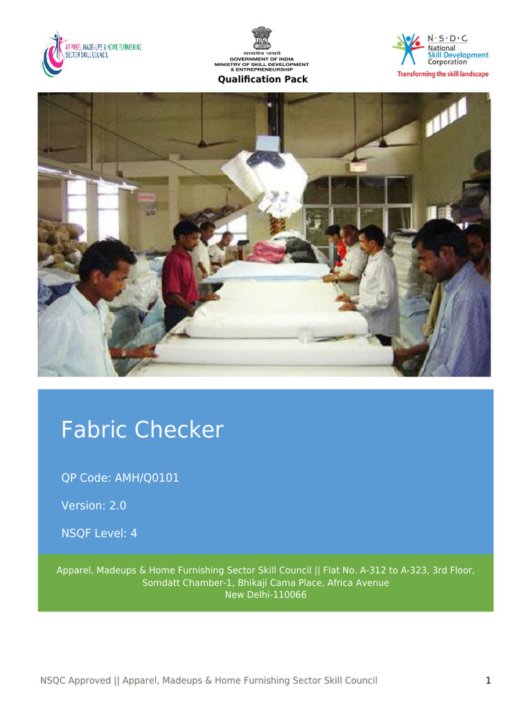 Fabric Checker Qualification Pack Overview | PDF | Occupational Safety ...