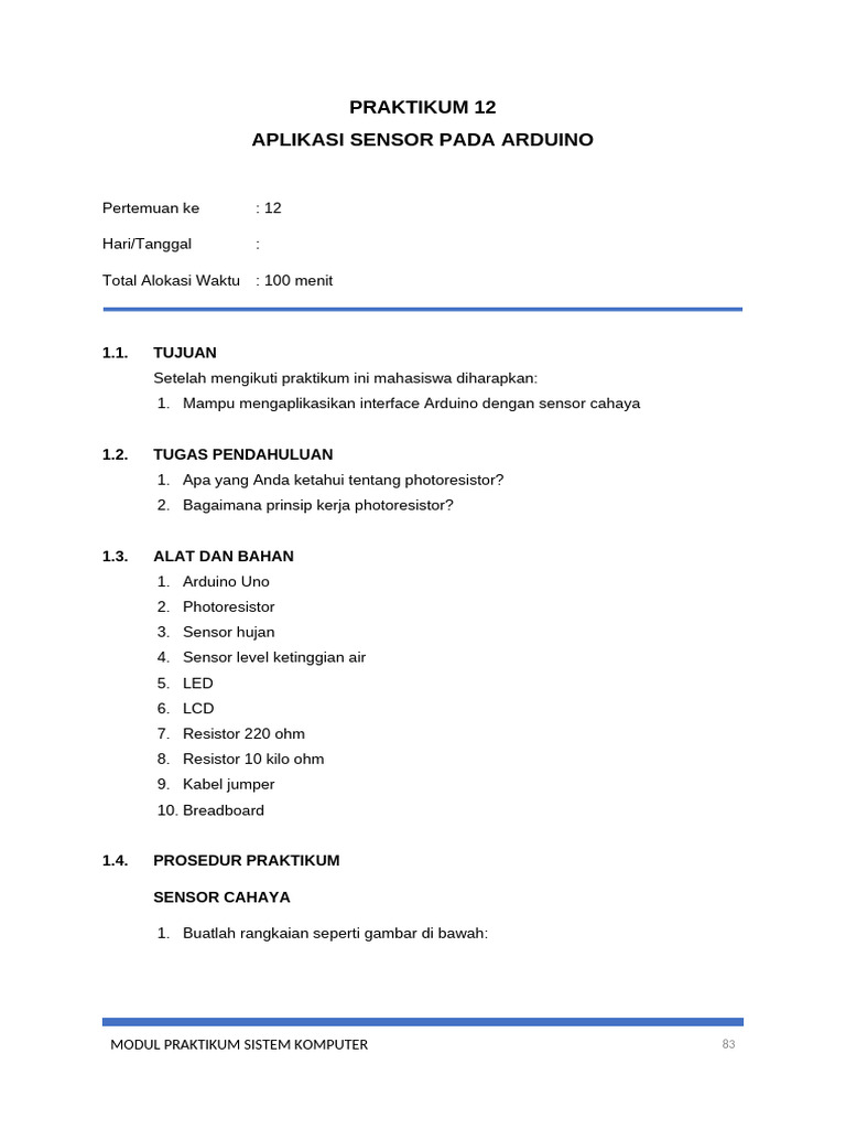 Praktikum Sensor Arduino: LDR & Air | PDF