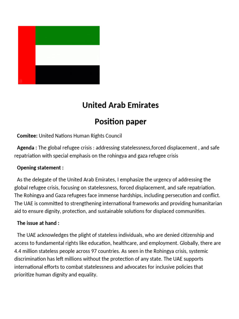 UAE's Stance on Global Refugee Crisis | PDF
