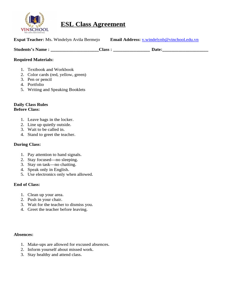 Modified Class Contract P1 | PDF