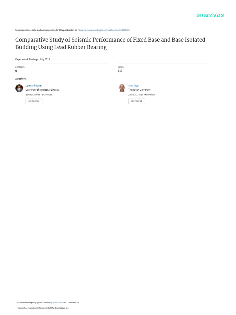 Seismic Performance of Base Isolated Buildings | PDF | Earthquake ...