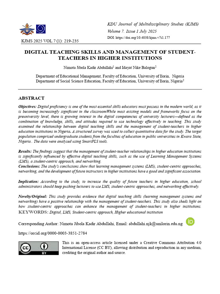 Digital Teaching Skills in Higher Education | PDF | Learning | Validity ...