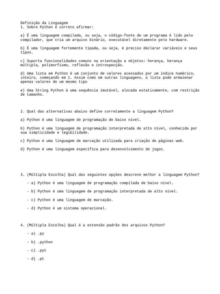 Introdução à Linguagem Python e Estruturas | PDF | Python (linguagem de ...