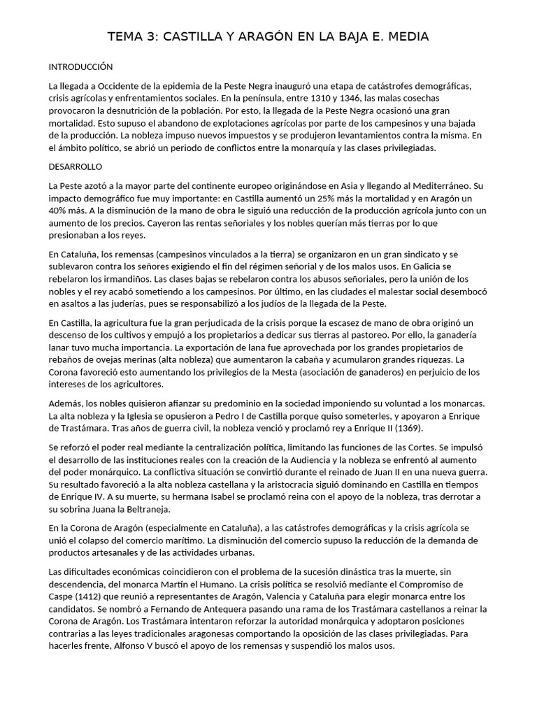 Tema 3 Castilla y Aragón en La E.media | PDF | Agricultura