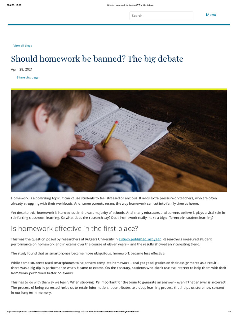 The Homework Debate: Ban or Reform? | PDF | Homework | Learning