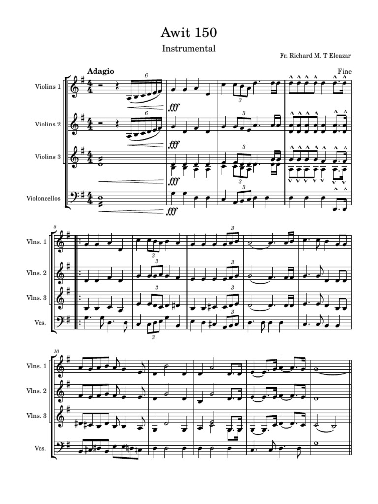 Awit 150 Instrumental Arrangement | PDF | Musical Instruments ...