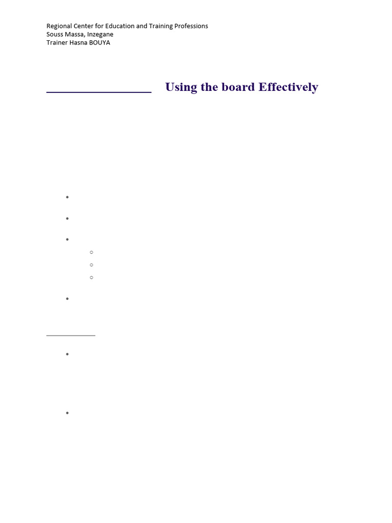 Effective Classroom Board Usage Tips | PDF | Vocabulary | Cognition