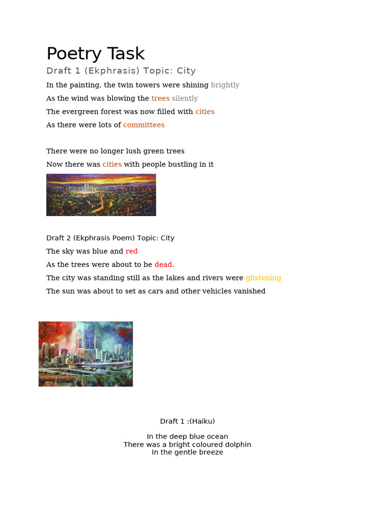Year 9 Creative Writing Poetry Task | PDF | Poetry | Oceans