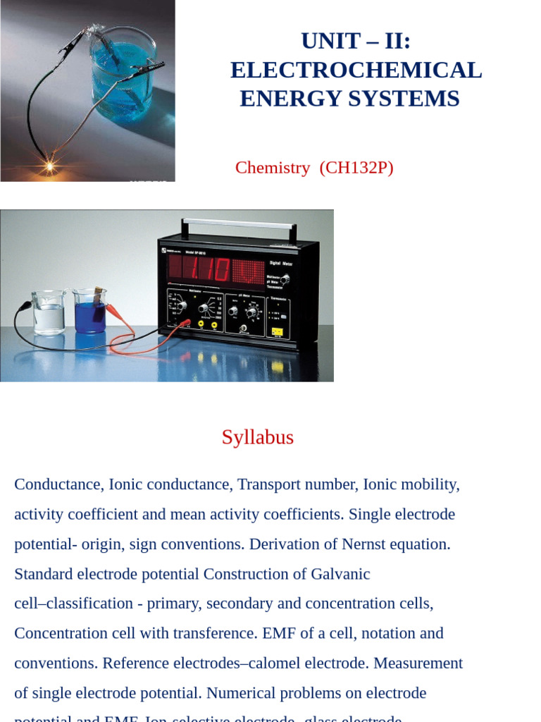Electrochemical Energy Systems Overview | PDF | Electrochemistry | Redox