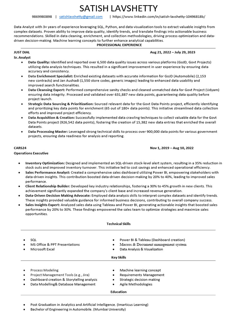 Data Analyst with SQL & Python Expertise | PDF | Data | Data Analysis