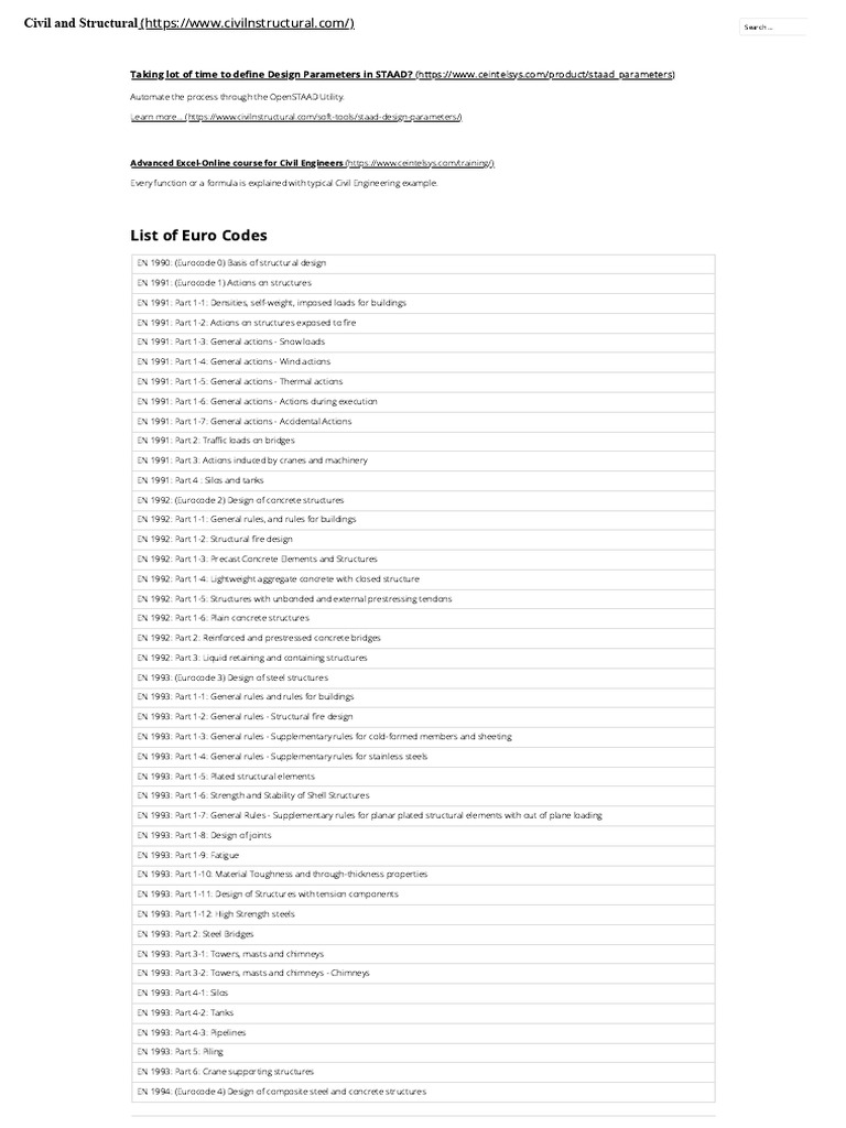 Comprehensive Eurocode List | PDF | Building Materials | Materials