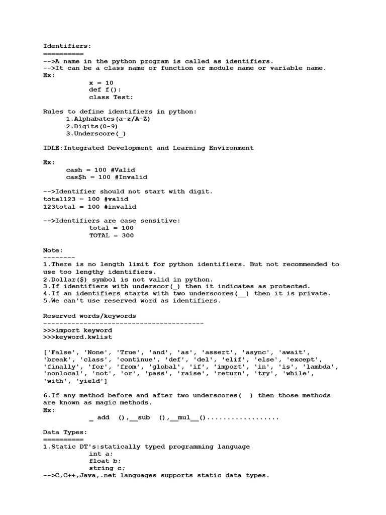 Python Identifiers and Data Types Guide | PDF | Boolean Data Type ...