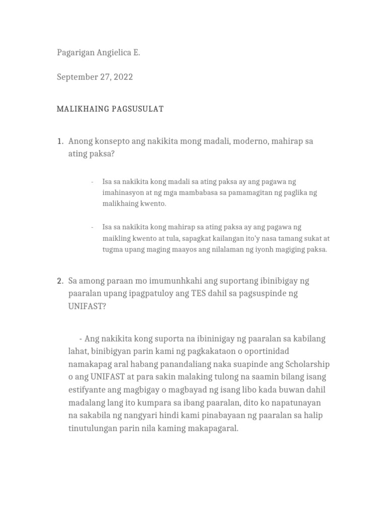 Malikhaing Pagsusulat | PDF