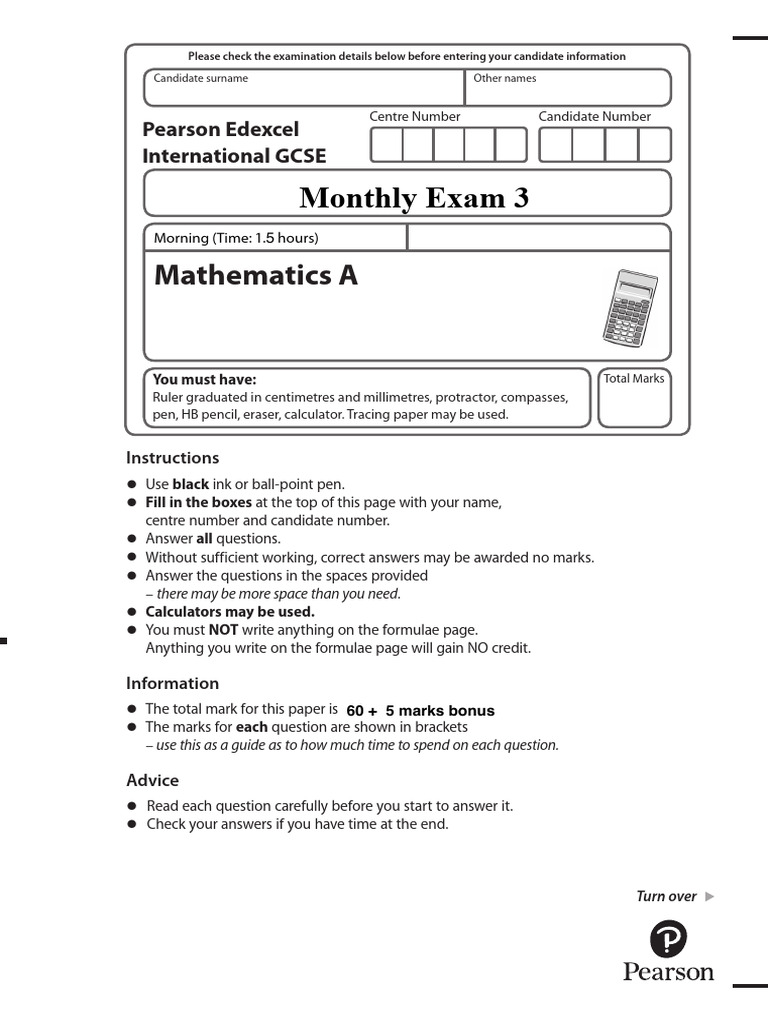 International GCSE Maths Exam Instructions | PDF | Area | Mathematics