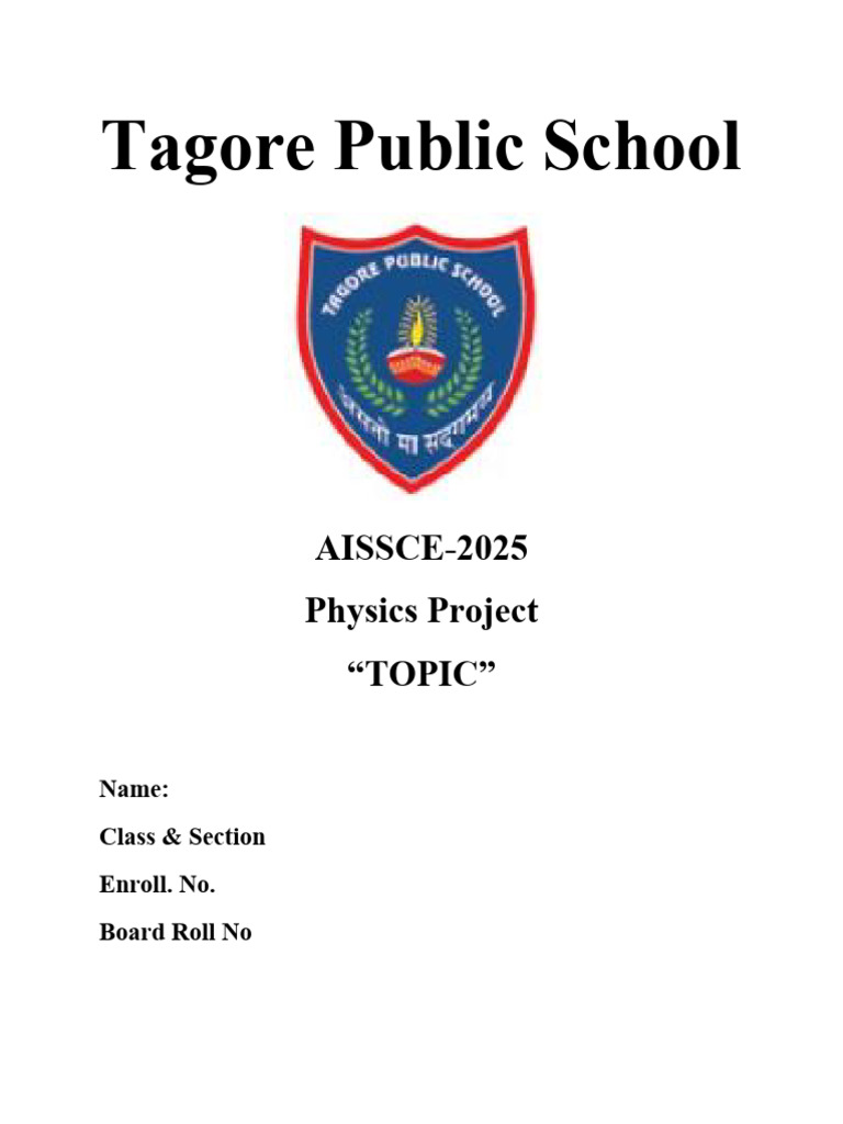Tagore School Physics Project 2025 | PDF