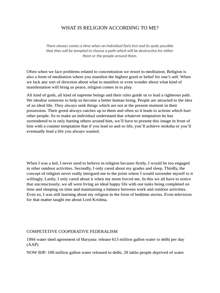 Understanding Religion's Role in Life | PDF
