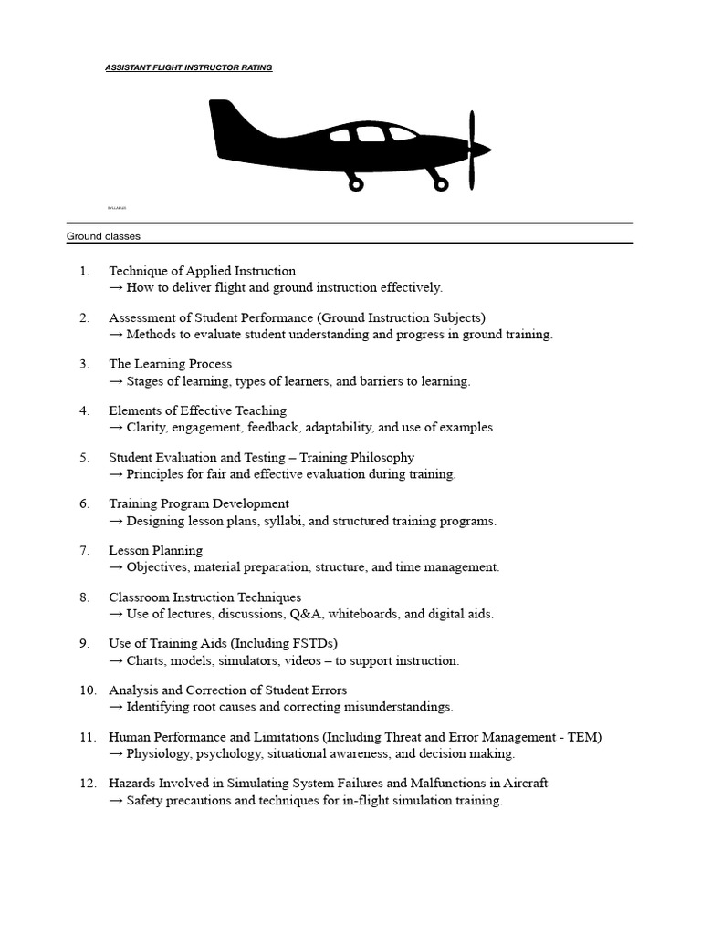 Assistant Flight Instructor Syllabus | PDF