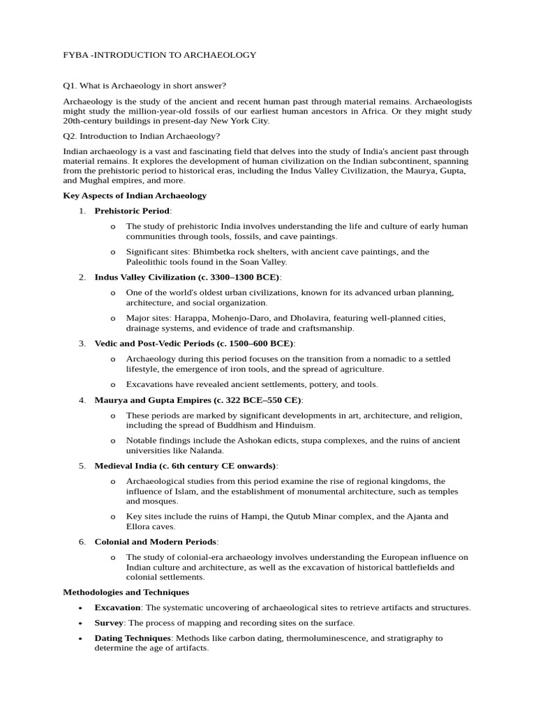 Introduction to Indian Archaeology Overview | PDF | Archaeology | Neolithic