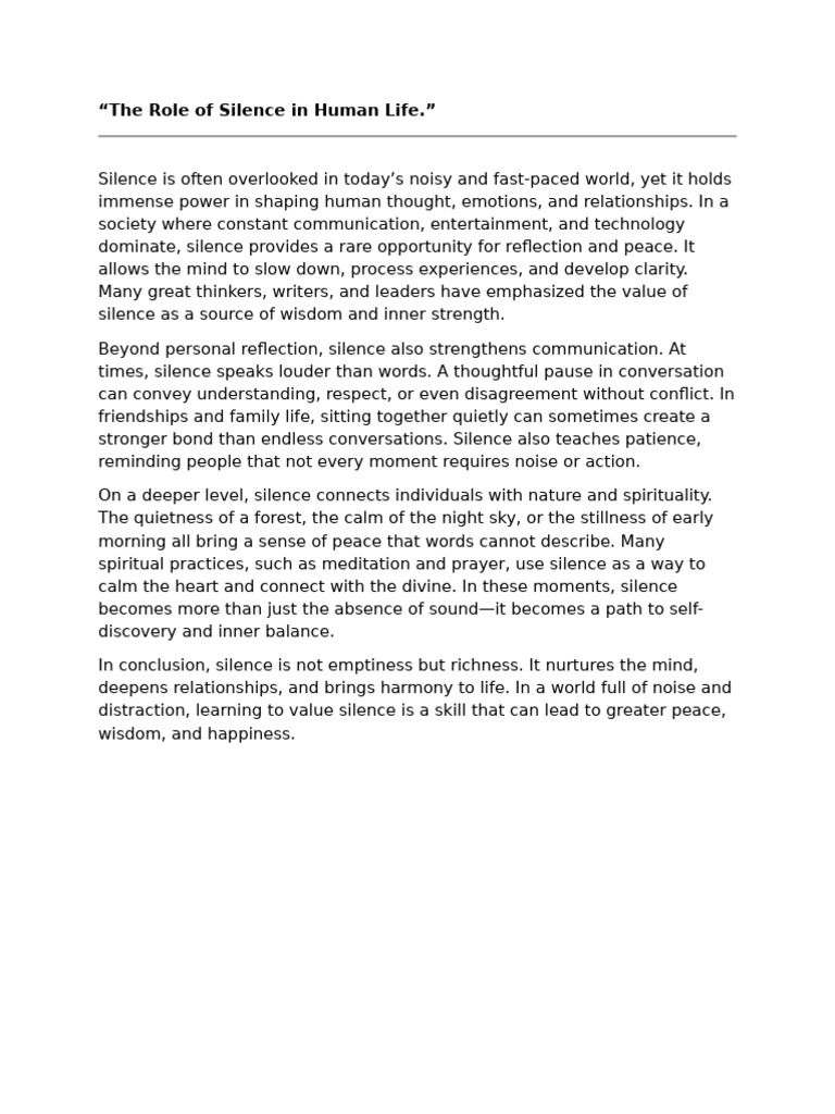 The Power of Silence in Life | PDF