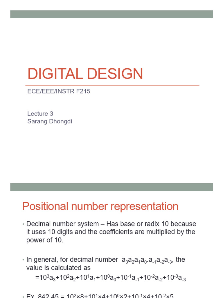 Digital Design Lecture 3 | PDF | Subtraction | Elementary Mathematics
